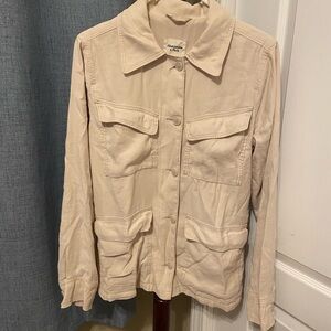Abercrombie & Fitch Women's Creme Military Utility Jacket Button Front Size S